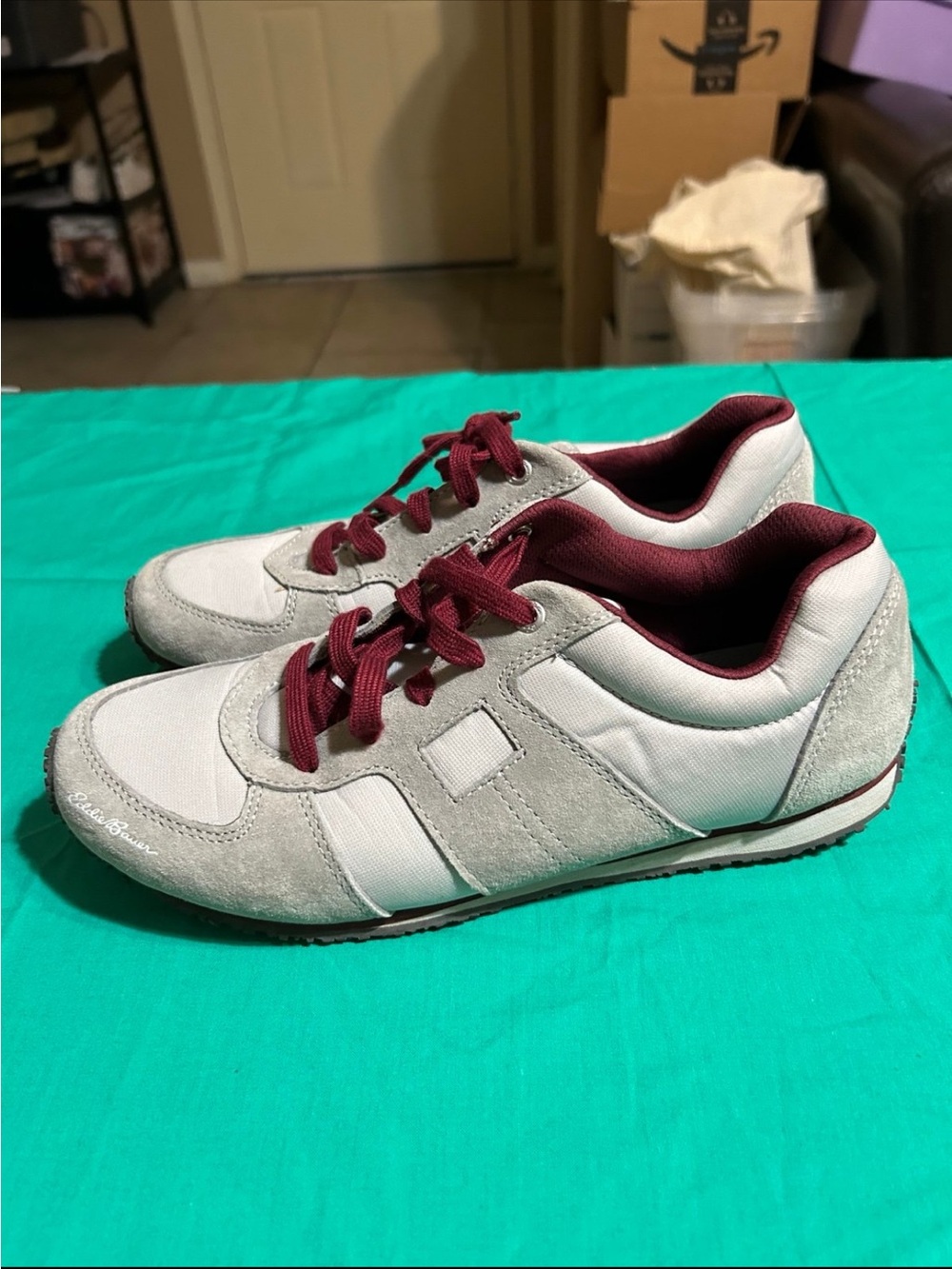 Eddie Bauer Gray and Burgundy Men's Sneakers
